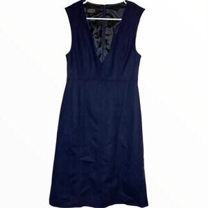 Pendleton Dress 100% Virgin Wool Sleeveless Navy Blue V-Neck Work Wear 4 Small